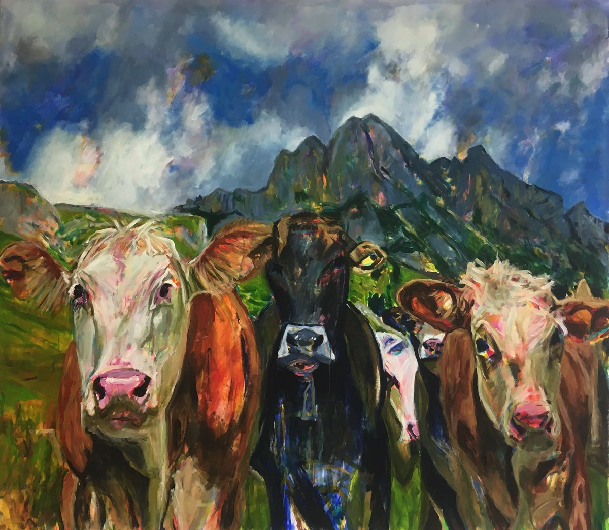 Kühe, Acryl auf Leinwand, 140x160