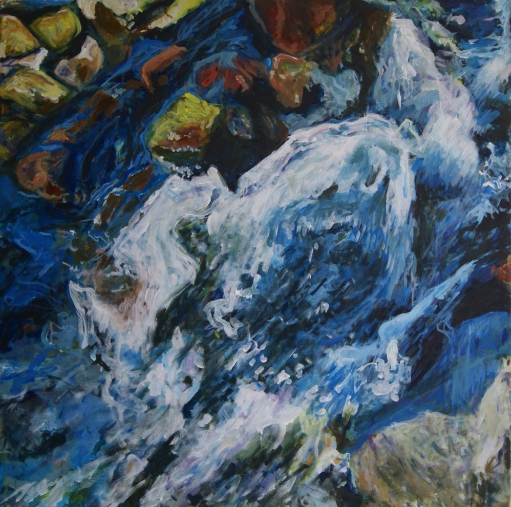 Rheinzulauf, Acryl auf Leinwand, 100x100